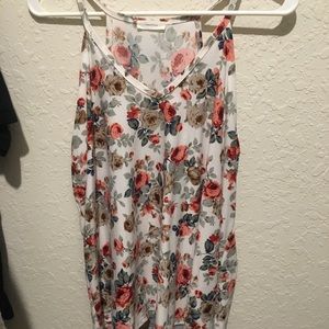 floral v cut tank top